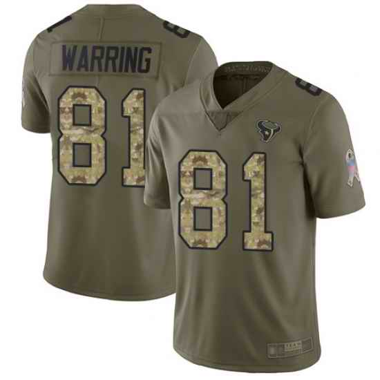 Texans 81 Kahale Warring Olive Camo Men Stitched Football Limited 2017 Salute To Service Jersey